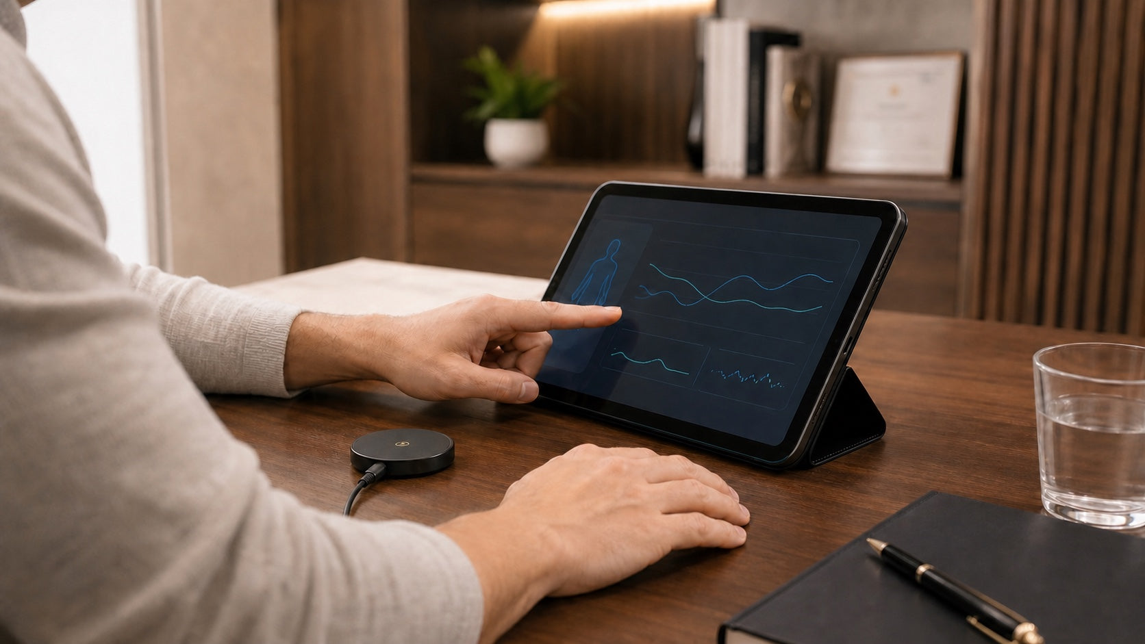 Metabolic assessment data displayed on a clinic tablet